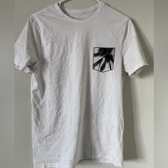 Express Other - Express White T-Shirt with Palm Tree Pocket Design